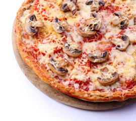 Tasty pizza with vegetables isolated on white
