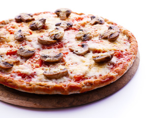 Tasty pizza with vegetables isolated on white