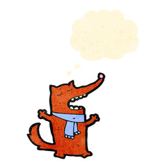 cartoon fox with thought bubble