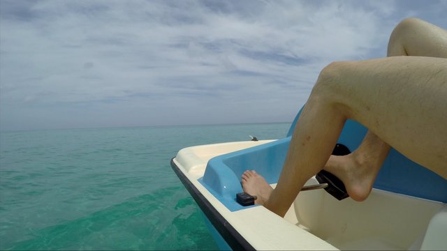 Guy Riding in Pedal Boat, Caribbean, Varadero, Cuba