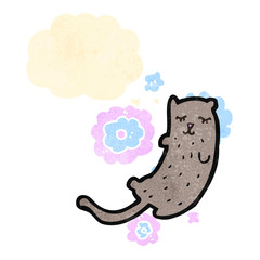 funny cartoon cat with thought bubble
