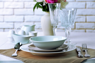 Beautiful table setting close up