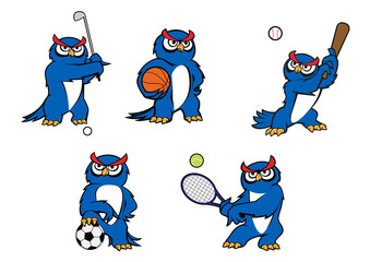 Blue cartoon owl player characters