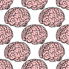 Pink human brain seamless pattern
