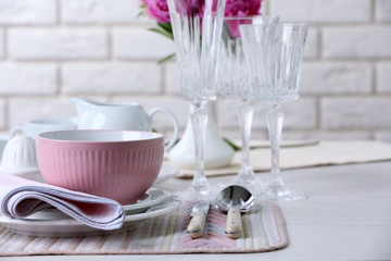 Beautiful table setting close up