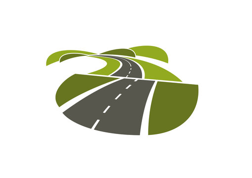 Hilly road abstract icon on white