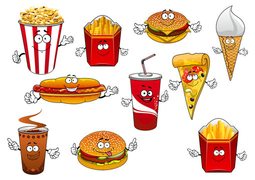Fastfood abd takeaway cartoon characters