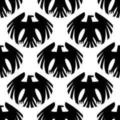 Obraz premium Black heraldic eagles seamless pattern