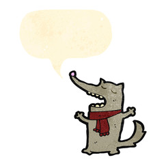 cartoon wolf with speech bubble