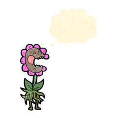 cartoon flower with thought bubble