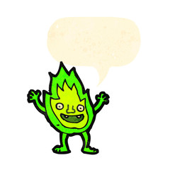 little green flame spirit cartoon