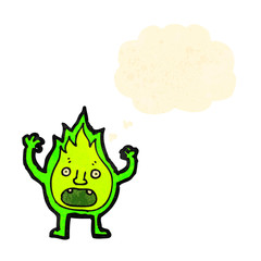 cartoon little green flame