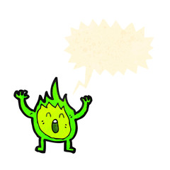 Fototapeta premium little green flame spirit cartoon