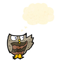 owl with thought bubble cartoon