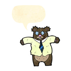 cartoon bear with speech bubble