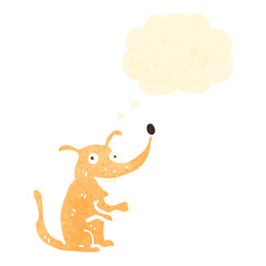 retro cartoon dog with thought bubble