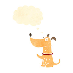 retro cartoon dog with thought bubble