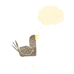 funny bird with thought bubble