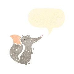 retro cartoon cute little wolf