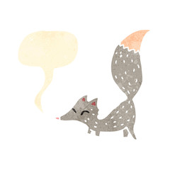 retro cartoon cute little wolf