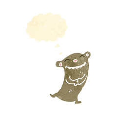 grinning little bear retro cartoon