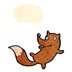 cartoon fox with thought bubble