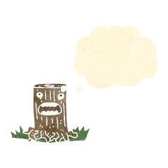 retro cartoon tree stump
