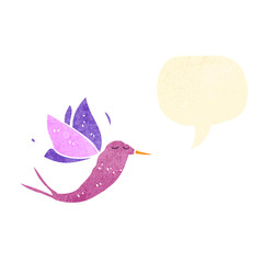 retro cartoon hummingbird