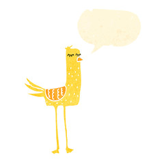 retro cartoon bird with speech bubble