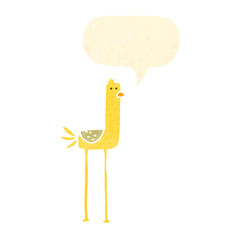retro cartoon bird with speech bubble
