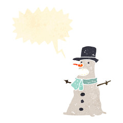 retro cartoon snowman