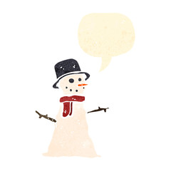 retro cartoon snowman