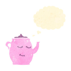 cartoon teapot with thought bubble