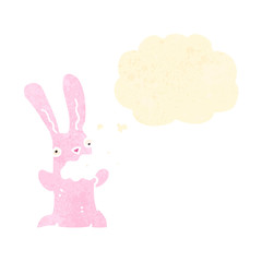retro cartoon rabbit with thought bubble