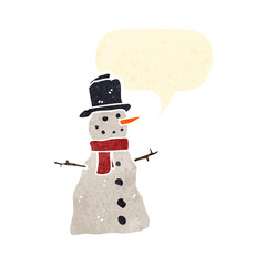 retro cartoon snowman