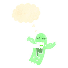 Fototapeta premium retro cartoon ghost with thought bubble