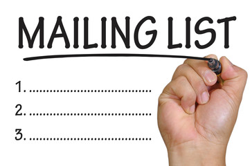 hand writing mailing list