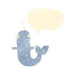 retro cartoon narwhal