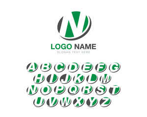 logo set elips letter alphabet green dark gray