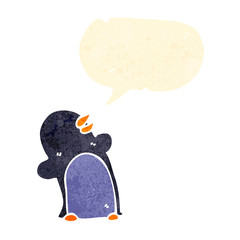 retro cartoon penguin