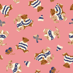 可愛いクマとウサギの柄