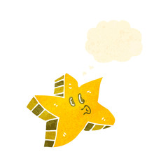 retro cartoon star with thought bubble