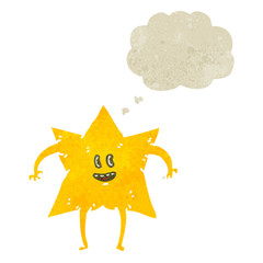 retro cartoon star with thought bubble