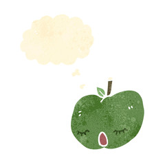 Obraz premium retro cartoon apple with thought bubble