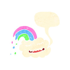 retro cartoon cloud and rainbow