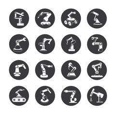 Fototapeta premium robot icons, industrial robotic arm icons