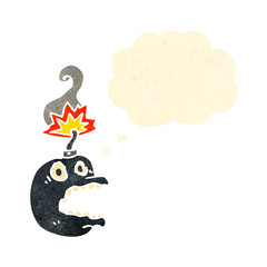 cartoon bomb with thought bubble