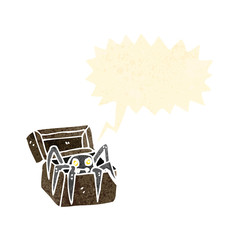 retro cartoon tarantula in box