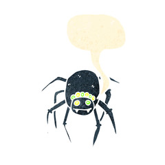 retro cartoon tarantula with speech bubble