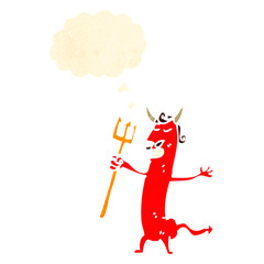 retro cartoon devil with thought bubble
